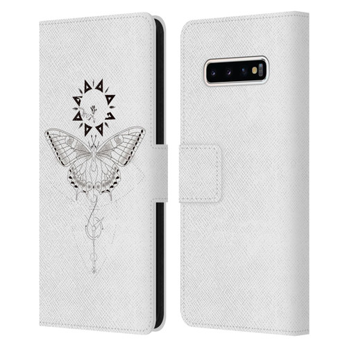 Haroulita Celestial Tattoo Butterfly And Sun Leather Book Wallet Case Cover For Samsung Galaxy S10+ / S10 Plus