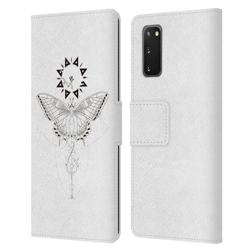 Haroulita Celestial Tattoo Butterfly And Sun Leather Book Wallet Case Cover For Samsung Galaxy S20 / S20 5G