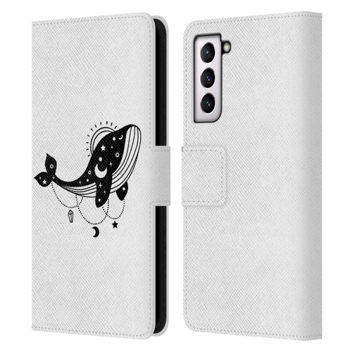 Haroulita Celestial Tattoo Whale Leather Book Wallet Case Cover For Samsung Galaxy S21 5G