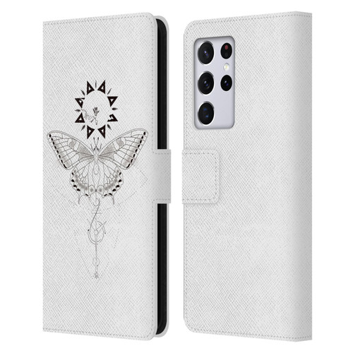 Haroulita Celestial Tattoo Butterfly And Sun Leather Book Wallet Case Cover For Samsung Galaxy S21 Ultra 5G