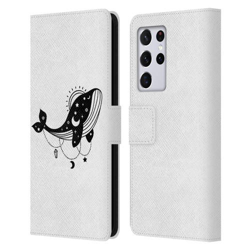 Haroulita Celestial Tattoo Whale Leather Book Wallet Case Cover For Samsung Galaxy S21 Ultra 5G