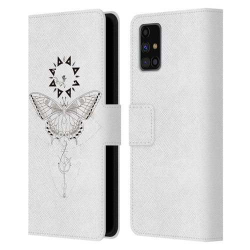 Haroulita Celestial Tattoo Butterfly And Sun Leather Book Wallet Case Cover For Samsung Galaxy M31s (2020)