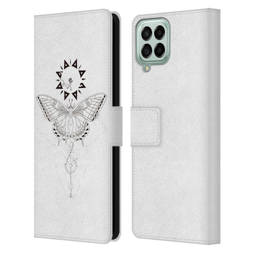 Haroulita Celestial Tattoo Butterfly And Sun Leather Book Wallet Case Cover For Samsung Galaxy M33 (2022)