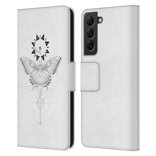 Haroulita Celestial Tattoo Butterfly And Sun Leather Book Wallet Case Cover For Samsung Galaxy S22+ 5G