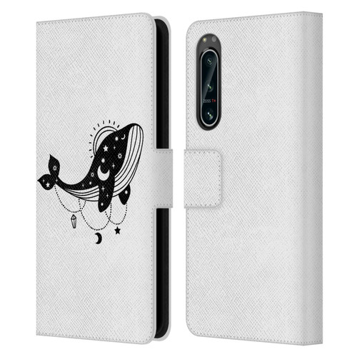 Haroulita Celestial Tattoo Whale Leather Book Wallet Case Cover For Sony Xperia 5 IV