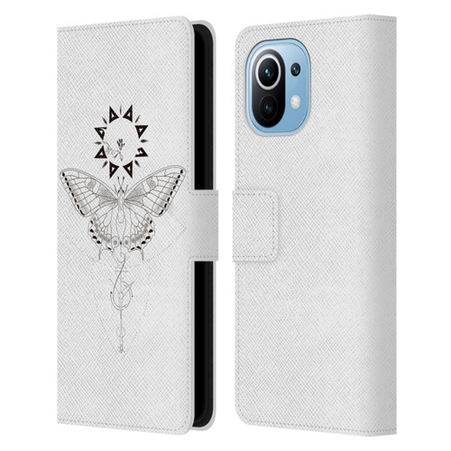 Haroulita Celestial Tattoo Butterfly And Sun Leather Book Wallet Case Cover For Xiaomi Mi 11