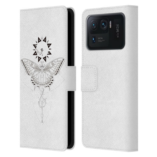 Haroulita Celestial Tattoo Butterfly And Sun Leather Book Wallet Case Cover For Xiaomi Mi 11 Ultra