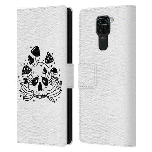 Haroulita Celestial Tattoo Skull Leather Book Wallet Case Cover For Xiaomi Redmi Note 9 / Redmi 10X 4G