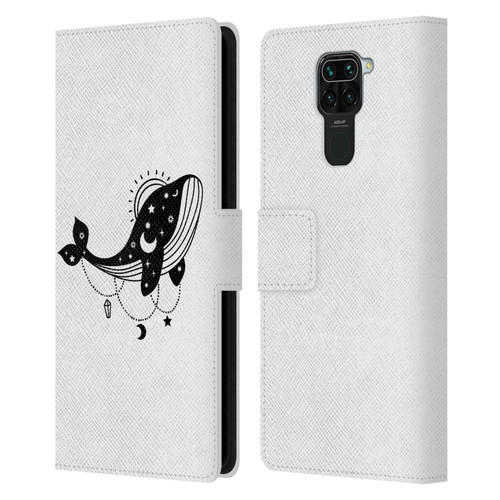 Haroulita Celestial Tattoo Whale Leather Book Wallet Case Cover For Xiaomi Redmi Note 9 / Redmi 10X 4G