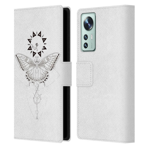 Haroulita Celestial Tattoo Butterfly And Sun Leather Book Wallet Case Cover For Xiaomi 12