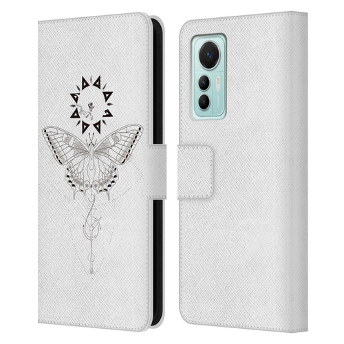 Haroulita Celestial Tattoo Butterfly And Sun Leather Book Wallet Case Cover For Xiaomi 12 Lite
