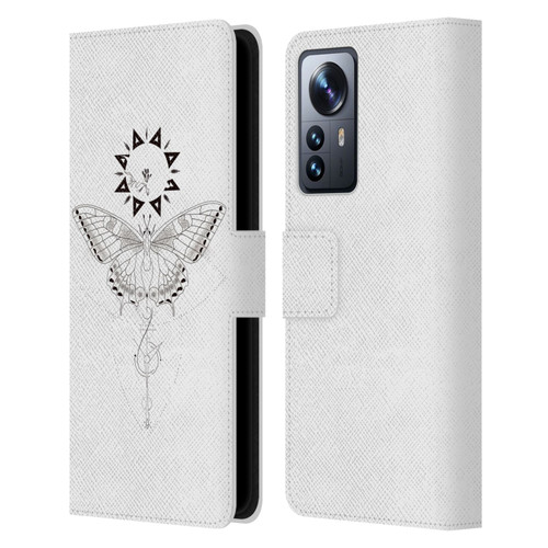 Haroulita Celestial Tattoo Butterfly And Sun Leather Book Wallet Case Cover For Xiaomi 12 Pro