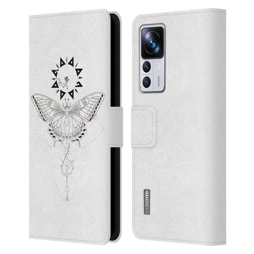 Haroulita Celestial Tattoo Butterfly And Sun Leather Book Wallet Case Cover For Xiaomi 12T Pro