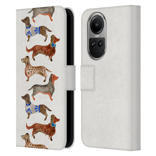 Cat Coquillette Animals Dachshunds Leather Book Wallet Case Cover For OPPO Reno10 5G / Reno10 Pro 5G