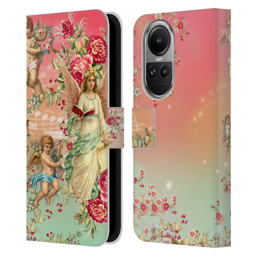 Mark Ashkenazi Florals Angels Leather Book Wallet Case Cover For OPPO Reno10 5G / Reno10 Pro 5G