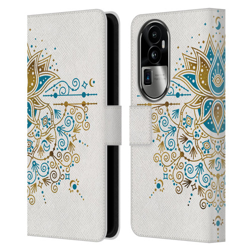 Cat Coquillette Patterns 6 Lotus Bloom Mandala 4 Leather Book Wallet Case Cover For OPPO Reno10 Pro+