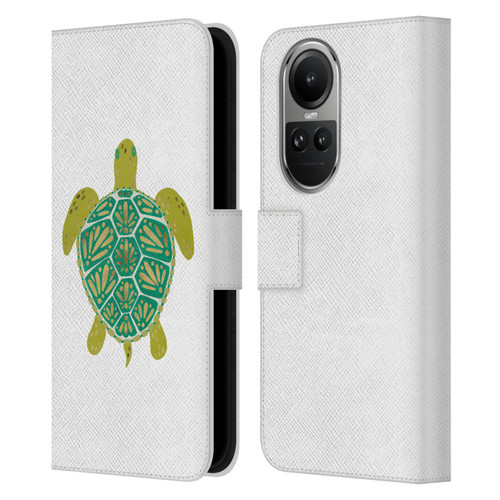 Cat Coquillette Sea Turtle Green Leather Book Wallet Case Cover For OPPO Reno10 5G / Reno10 Pro 5G