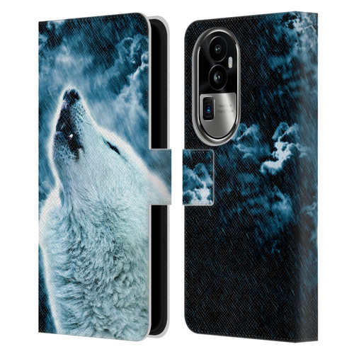 Simone Gatterwe Animals 2 Howling Wolf Leather Book Wallet Case Cover For OPPO Reno10 Pro+