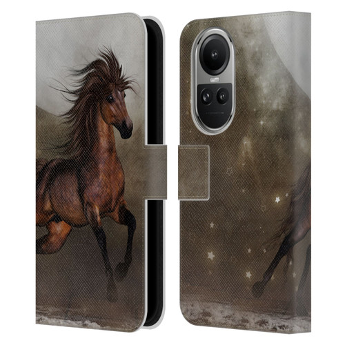 Simone Gatterwe Horses Brown Leather Book Wallet Case Cover For OPPO Reno10 5G / Reno10 Pro 5G