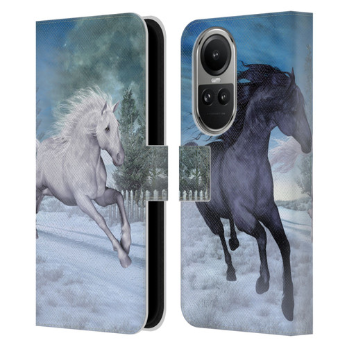Simone Gatterwe Horses Freedom In The Snow Leather Book Wallet Case Cover For OPPO Reno10 5G / Reno10 Pro 5G