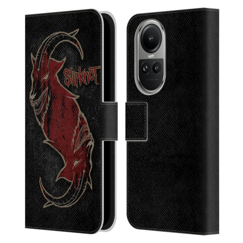 Slipknot Key Art Red Goat Leather Book Wallet Case Cover For OPPO Reno10 5G / Reno10 Pro 5G