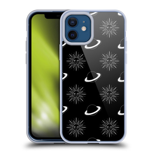 Haroulita Celestial Black And White Planet And Sun Soft Gel Case for Apple iPhone 12 / iPhone 12 Pro