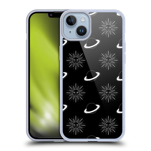 Haroulita Celestial Black And White Planet And Sun Soft Gel Case for Apple iPhone 14 Plus