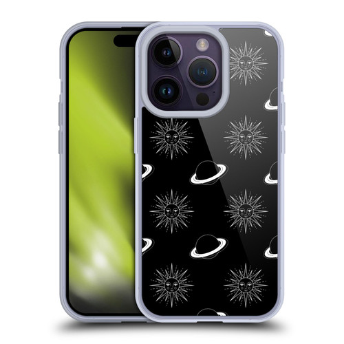 Haroulita Celestial Black And White Planet And Sun Soft Gel Case for Apple iPhone 14 Pro