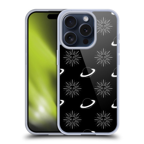 Haroulita Celestial Black And White Planet And Sun Soft Gel Case for Apple iPhone 15 Pro