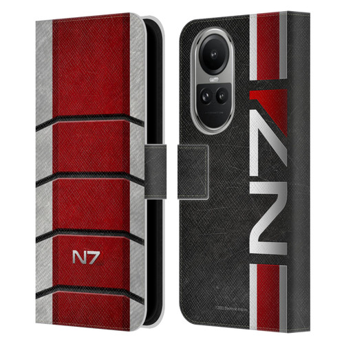 EA Bioware Mass Effect Graphics N7 Logo Armor Leather Book Wallet Case Cover For OPPO Reno10 5G / Reno10 Pro 5G
