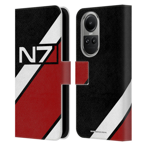 EA Bioware Mass Effect Graphics N7 Logo Stripes Leather Book Wallet Case Cover For OPPO Reno10 5G / Reno10 Pro 5G