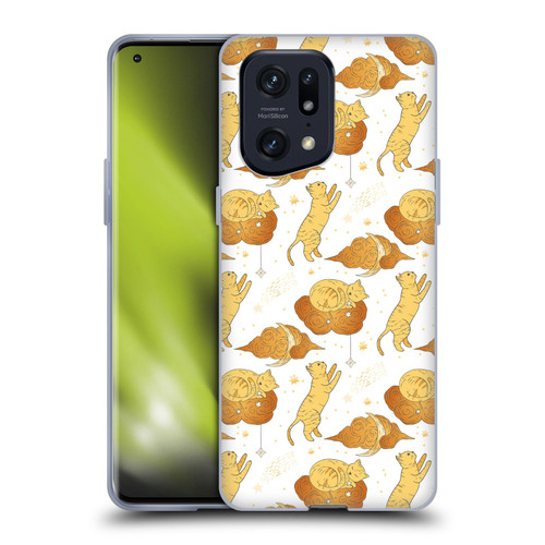 Haroulita Celestial Gold Cat And Cloud Soft Gel Case for OPPO Find X5 Pro
