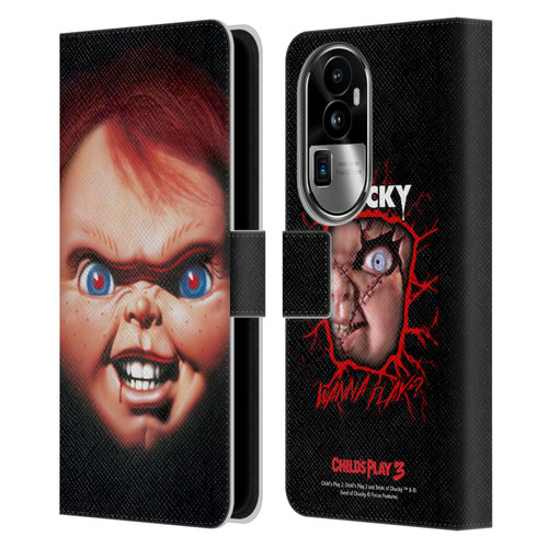 Child's Play III Key Art Doll Illustration Leather Book Wallet Case Cover For OPPO Reno10 Pro+