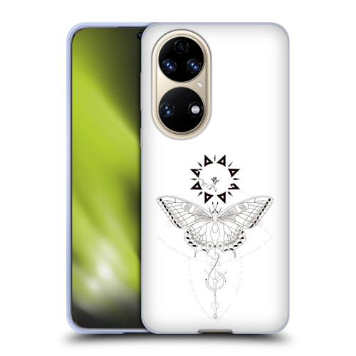 Haroulita Celestial Tattoo Butterfly And Sun Soft Gel Case for Huawei P50