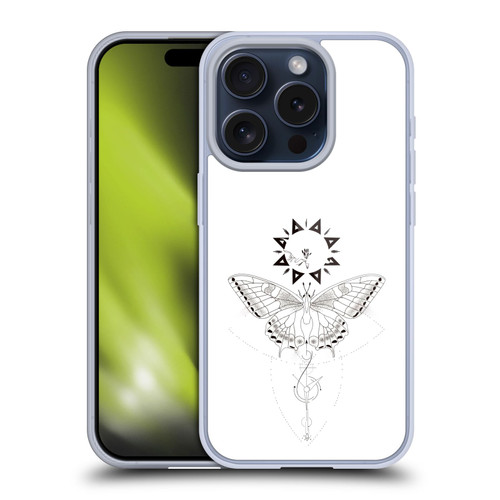 Haroulita Celestial Tattoo Butterfly And Sun Soft Gel Case for Apple iPhone 15 Pro