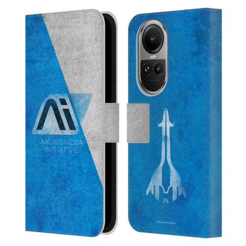 EA Bioware Mass Effect Andromeda Graphics Initiative Distressed Leather Book Wallet Case Cover For OPPO Reno10 5G / Reno10 Pro 5G