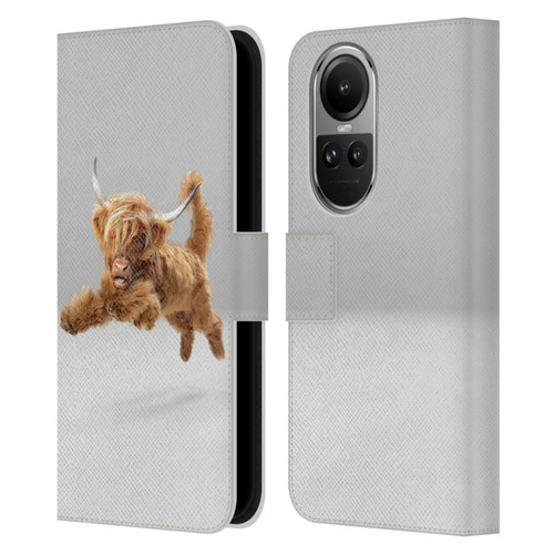 Pixelmated Animals Surreal Pets Highland Pup Leather Book Wallet Case Cover For OPPO Reno10 5G / Reno10 Pro 5G
