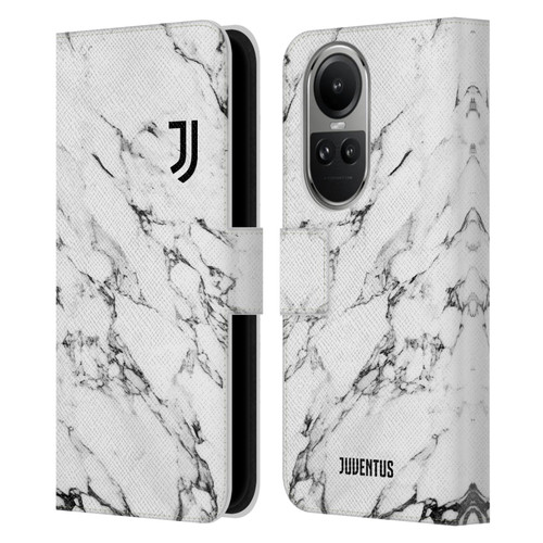 Juventus Football Club Marble White Leather Book Wallet Case Cover For OPPO Reno10 5G / Reno10 Pro 5G