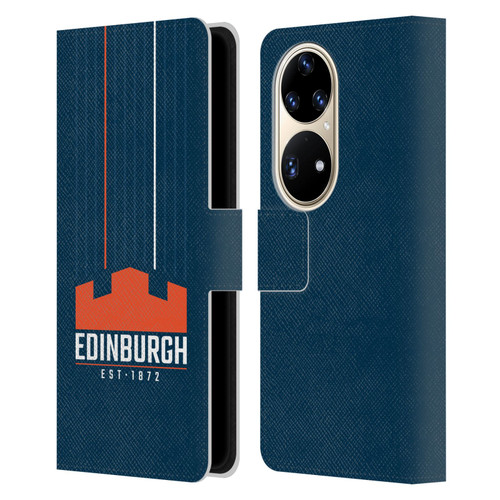 Edinburgh Rugby Logo Art Vertical Stripes Leather Book Wallet Case Cover For Huawei P50 Pro