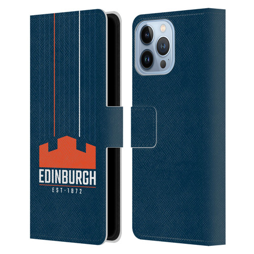 Edinburgh Rugby Logo Art Vertical Stripes Leather Book Wallet Case Cover For Apple iPhone 13 Pro Max