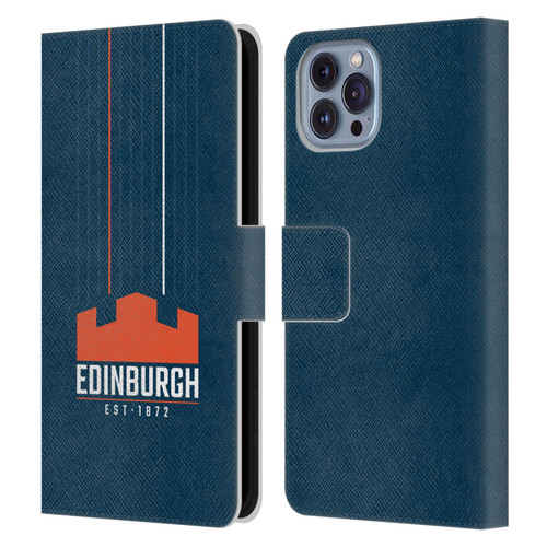 Edinburgh Rugby Logo Art Vertical Stripes Leather Book Wallet Case Cover For Apple iPhone 14