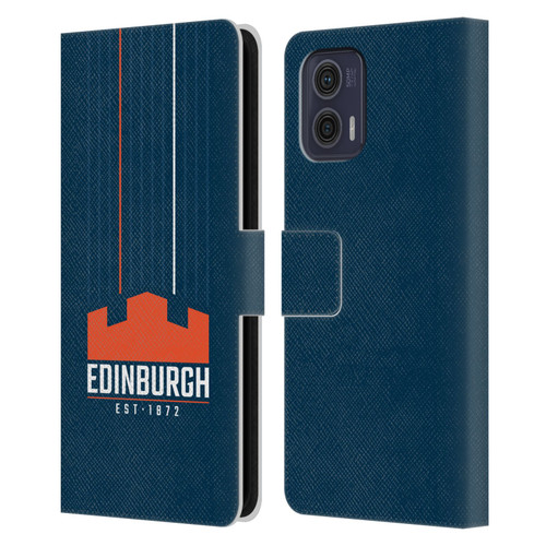 Edinburgh Rugby Logo Art Vertical Stripes Leather Book Wallet Case Cover For Motorola Moto G73 5G