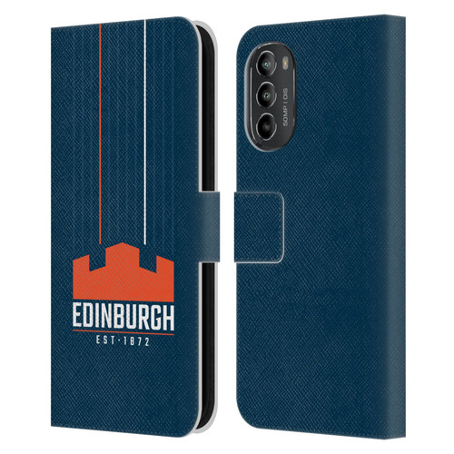 Edinburgh Rugby Logo Art Vertical Stripes Leather Book Wallet Case Cover For Motorola Moto G82 5G