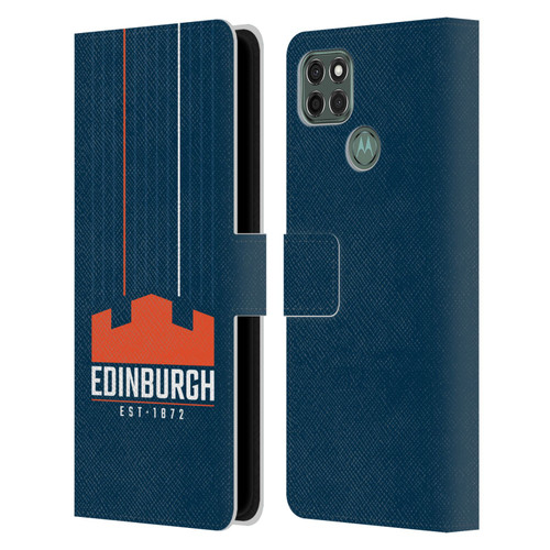 Edinburgh Rugby Logo Art Vertical Stripes Leather Book Wallet Case Cover For Motorola Moto G9 Power