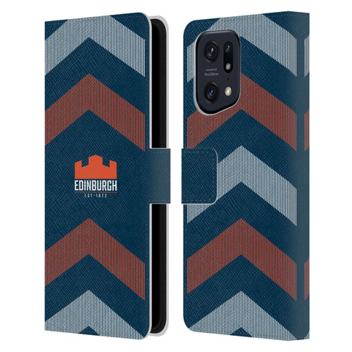 Edinburgh Rugby Logo Art Lines Leather Book Wallet Case Cover For OPPO Find X5 Pro