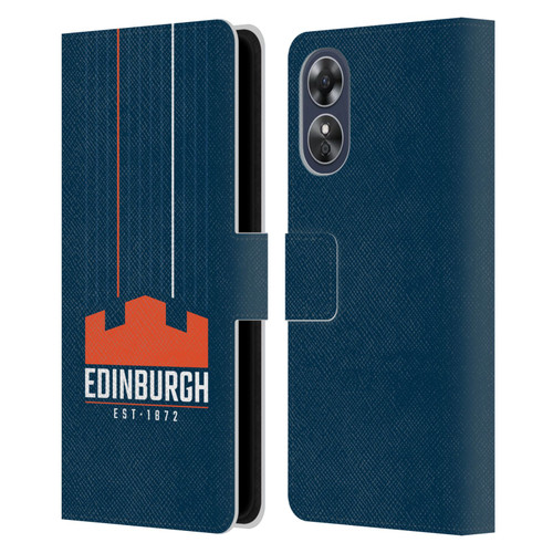 Edinburgh Rugby Logo Art Vertical Stripes Leather Book Wallet Case Cover For OPPO A17