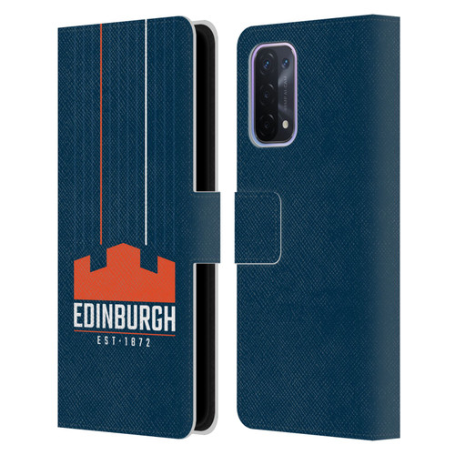 Edinburgh Rugby Logo Art Vertical Stripes Leather Book Wallet Case Cover For OPPO A54 5G