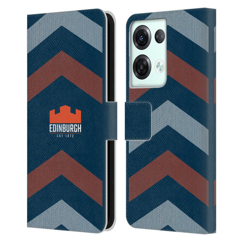 Edinburgh Rugby Logo Art Lines Leather Book Wallet Case Cover For OPPO Reno8 Pro