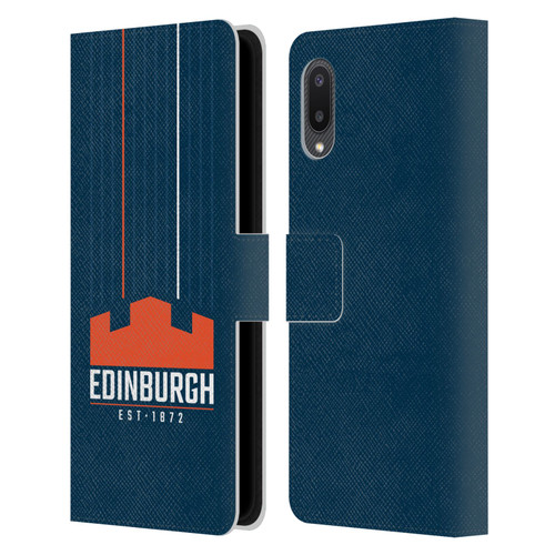 Edinburgh Rugby Logo Art Vertical Stripes Leather Book Wallet Case Cover For Samsung Galaxy A02/M02 (2021)