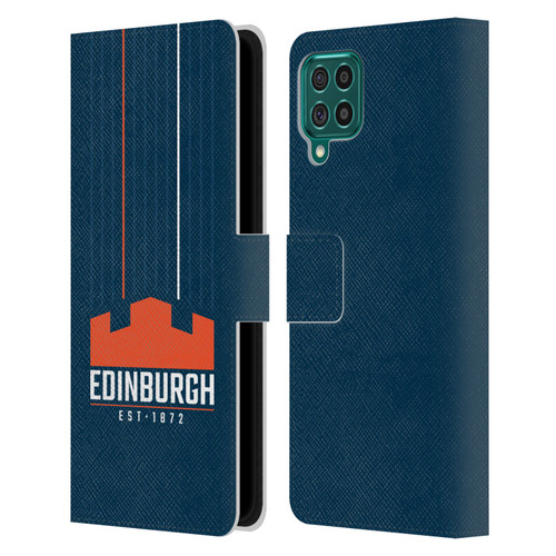 Edinburgh Rugby Logo Art Vertical Stripes Leather Book Wallet Case Cover For Samsung Galaxy F62 (2021)